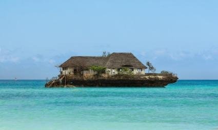The Rock restaurant off the Zanzibar coast